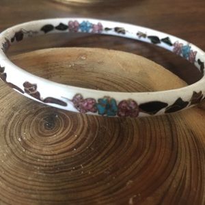 💚 White Cloisonné bracelet for a larger wrist